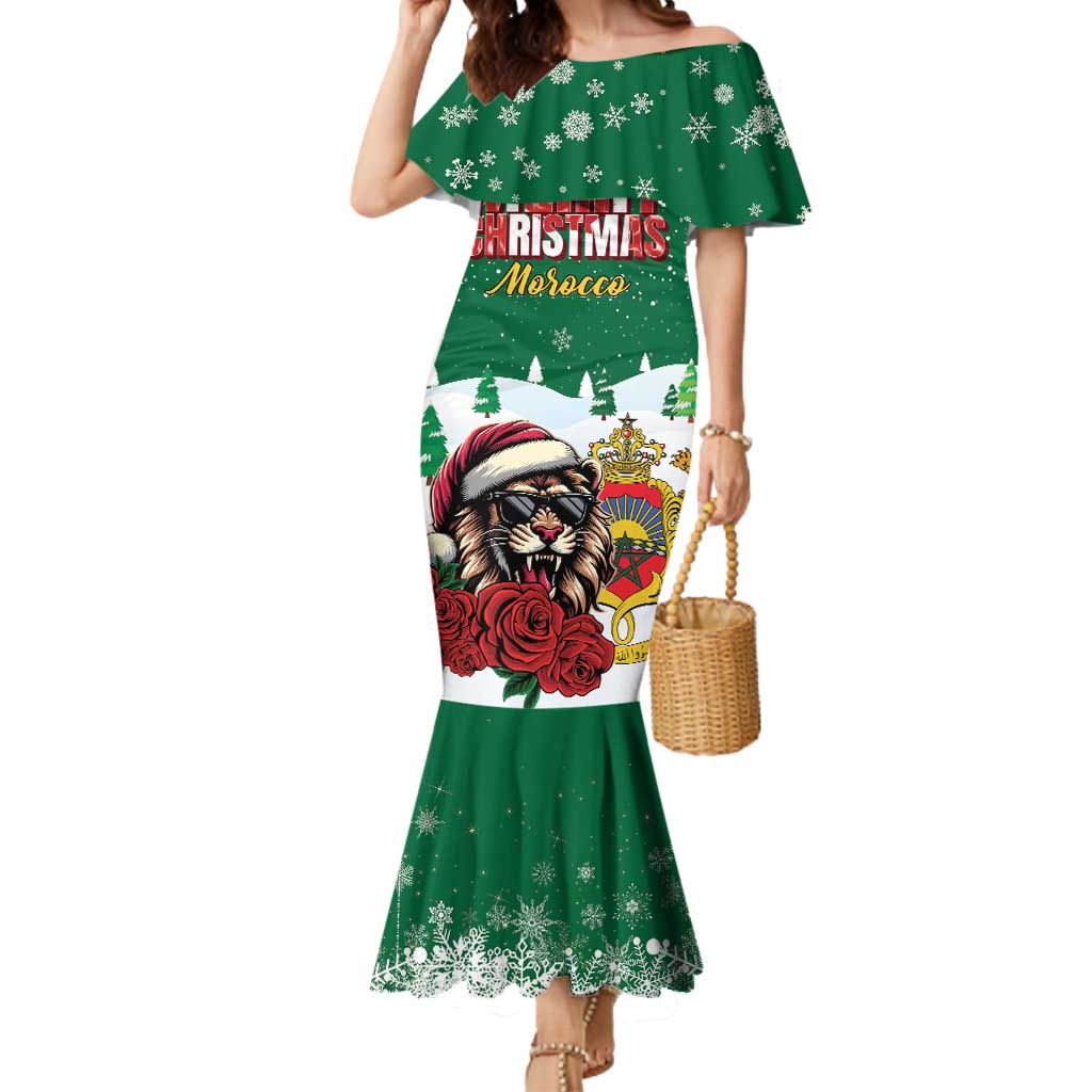 Morocco Christmas Mermaid Dress Santa Lion With Rose Xmas Vibe - Wonder Print Shop