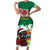 Morocco Christmas Short Sleeve Bodycon Dress Santa Lion With Rose Xmas Vibe - Wonder Print Shop