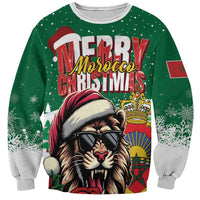 Unisex green Christmas sweatshirt with Santa lion, crown, and Merry Christmas print