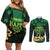 Ireland St Patrick's Day Couples Matching Off Shoulder Short Dress and Long Sleeve Button Shirt Irish Shamrocks Leprechaun