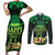 Ireland St Patrick's Day Couples Matching Short Sleeve Bodycon Dress and Long Sleeve Button Shirt Irish Shamrocks Leprechaun