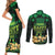 Ireland St Patrick's Day Couples Matching Short Sleeve Bodycon Dress and Long Sleeve Button Shirt Irish Shamrocks Leprechaun