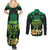 Ireland St Patrick's Day Couples Matching Summer Maxi Dress and Long Sleeve Button Shirt Irish Shamrocks Leprechaun