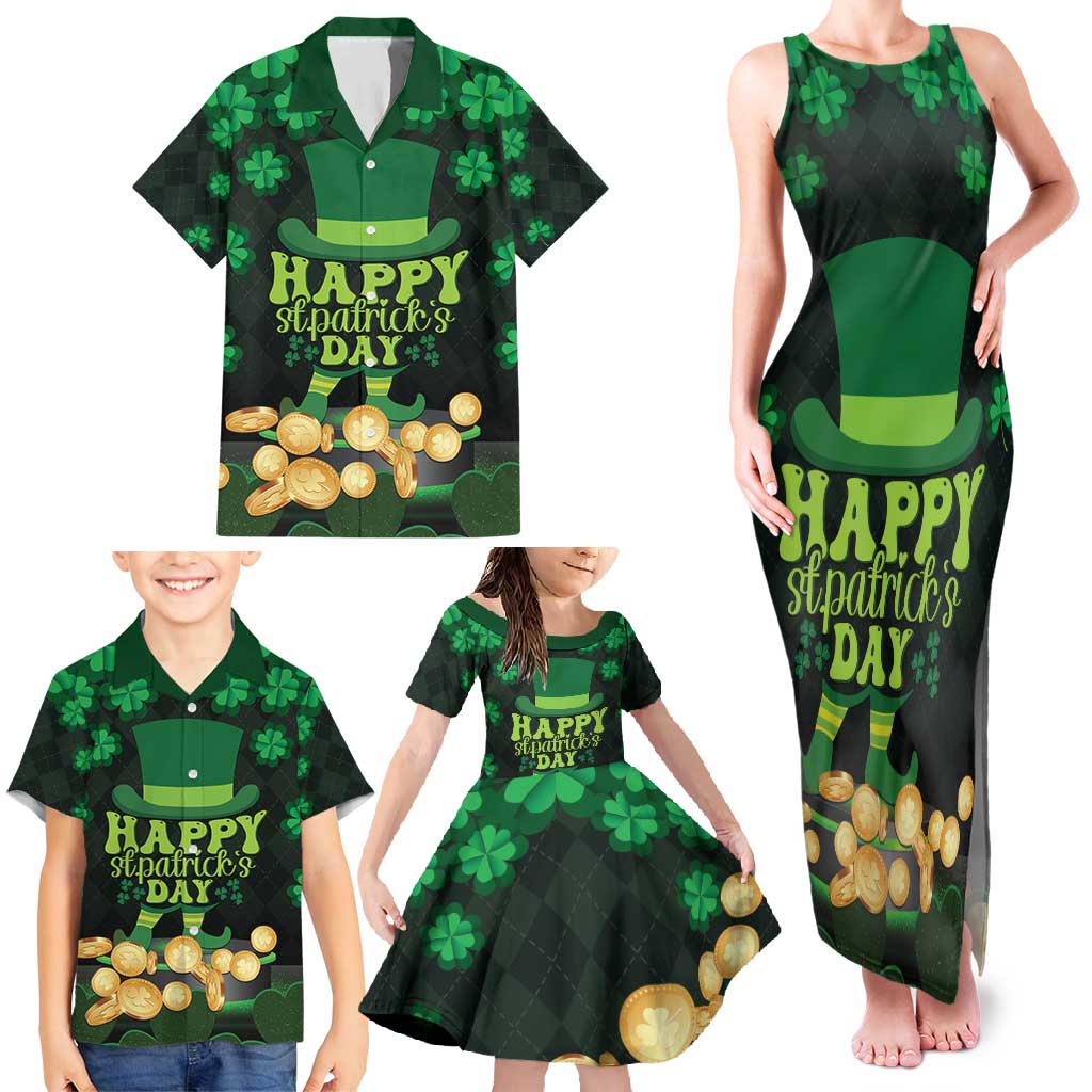 Ireland St Patrick's Day Family Matching Tank Maxi Dress and Hawaiian Shirt Irish Shamrocks Leprechaun - Wonder Print Shop