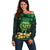 Ireland St Patrick's Day Off Shoulder Sweater Irish Shamrocks Leprechaun