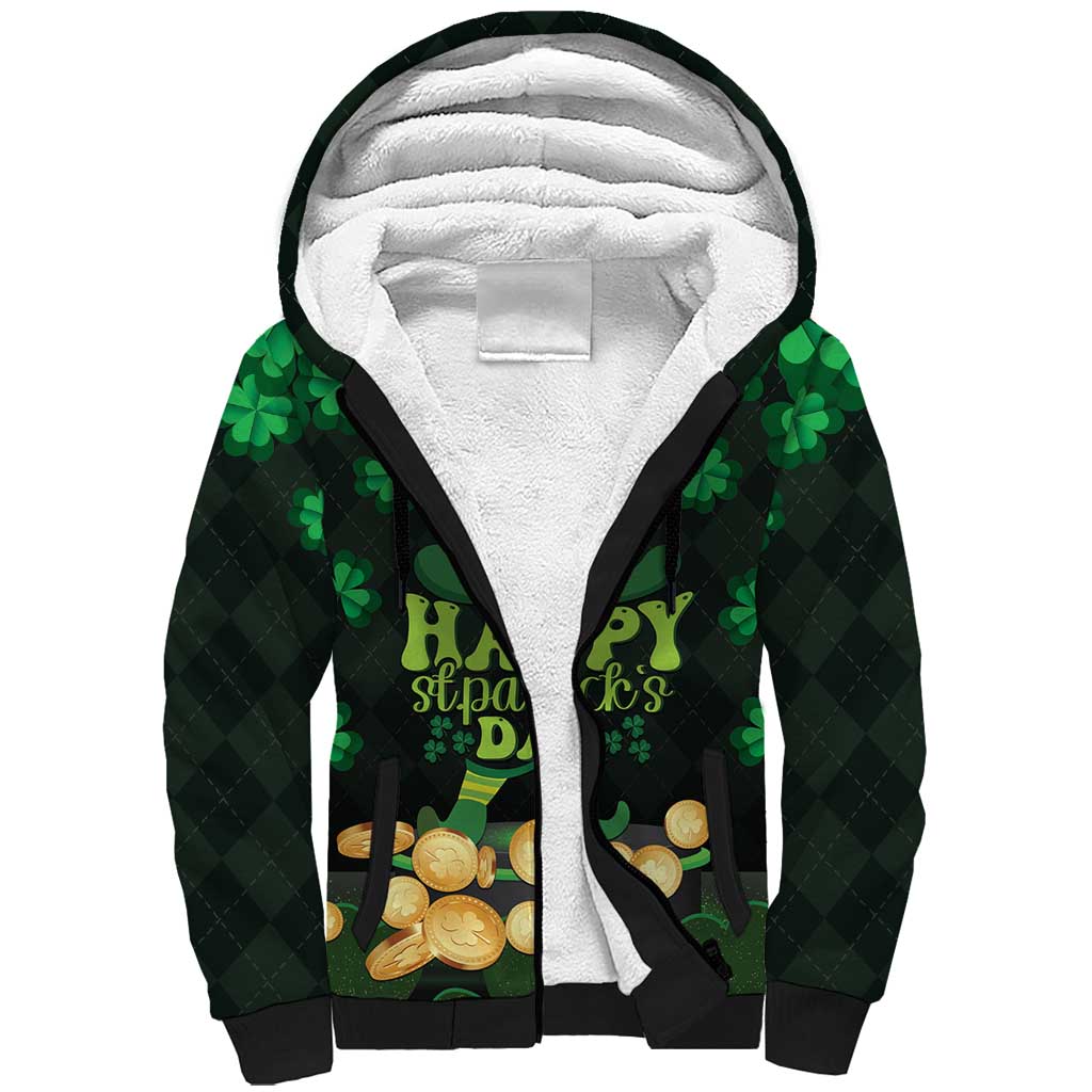 Ireland St Patrick's Day Sherpa Hoodie Irish Shamrocks Leprechaun - Wonder Print Shop