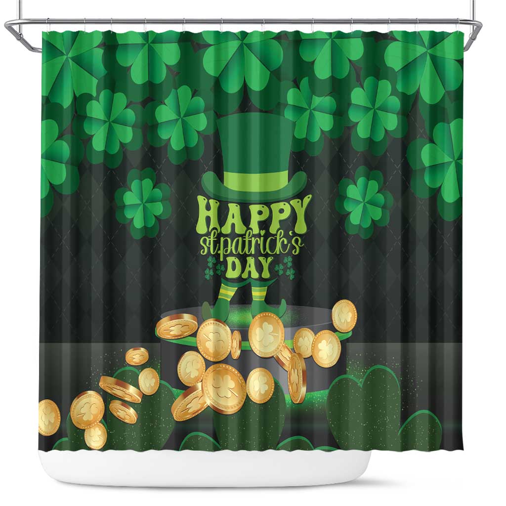 Ireland St Patrick's Day Shower Curtain Irish Shamrocks Leprechaun - Wonder Print Shop