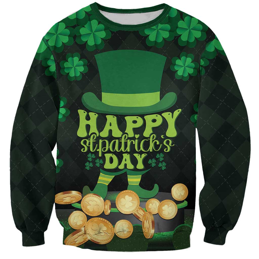 Ireland St Patrick's Day Sweatshirt Irish Shamrocks Leprechaun - Wonder Print Shop