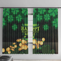 St. Patrick's Day window curtain panels with green shamrocks and gold coin details