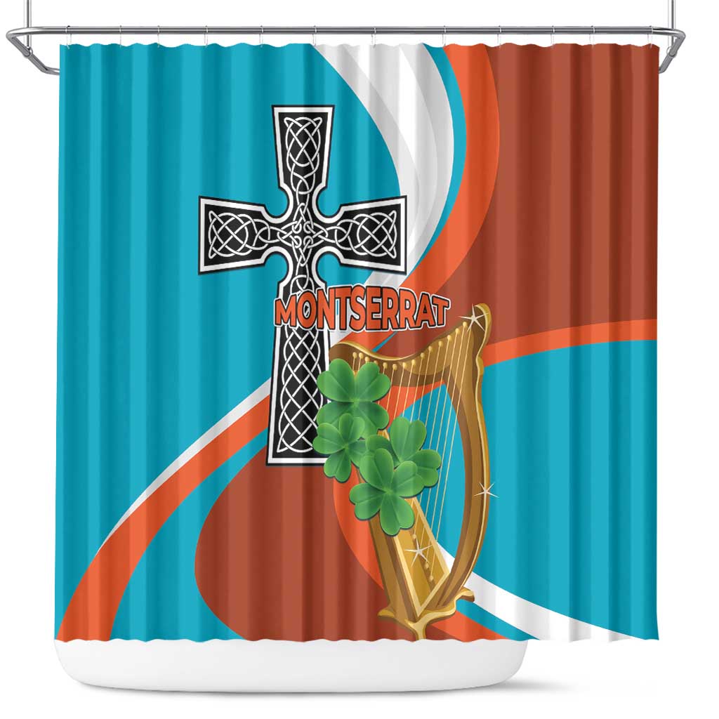 Montserrat Shower Curtain Gold Harp And Black Cross - Wonder Print Shop