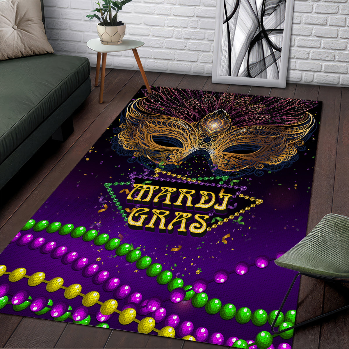 Mardi Gras 2024 Area Rug Carnival Mask Special Version - Wonder Print Shop