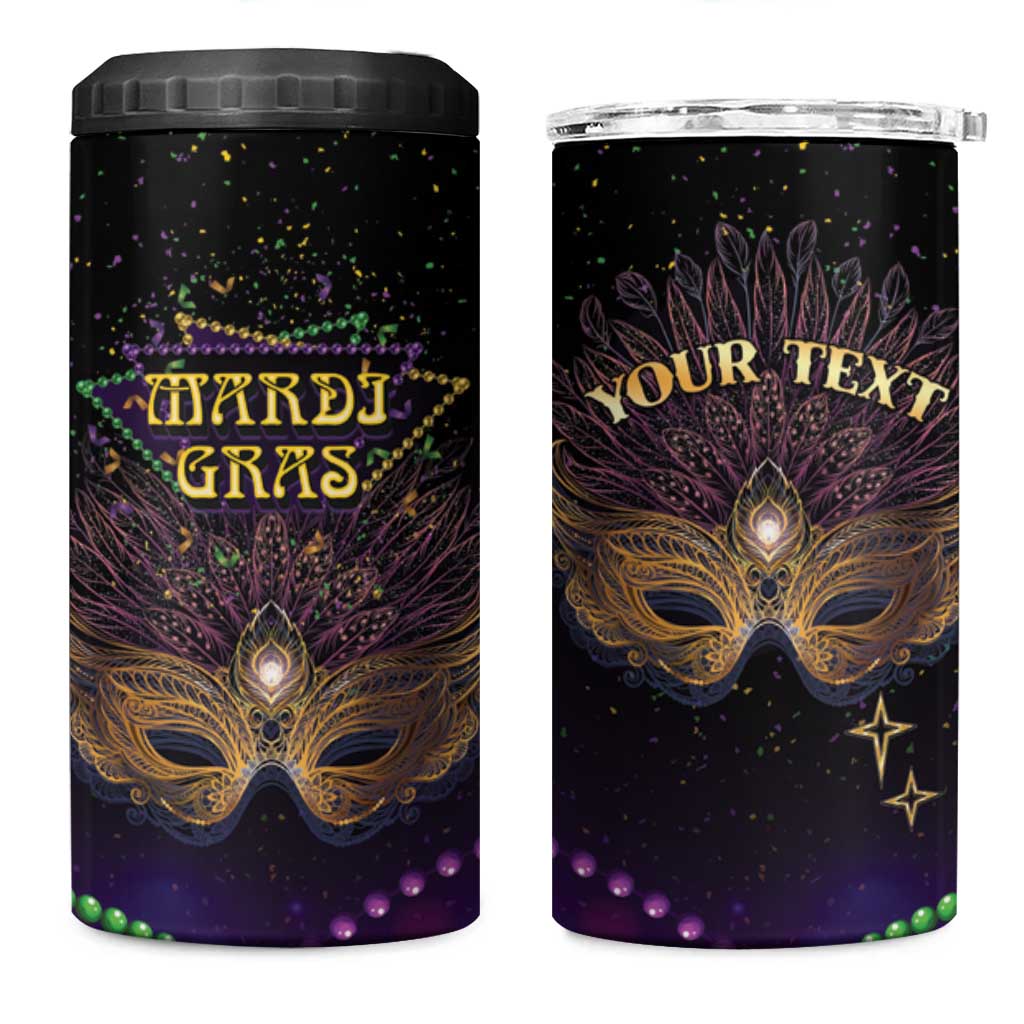 Personalized Mardi Gras 4 in 1 Can Cooler Tumbler Carnival Mask Special Version - Wonder Print Shop