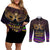 Mardi Gras 2024 Couples Matching Off Shoulder Short Dress and Long Sleeve Button Shirt Carnival Mask Special Version - Wonder Print Shop