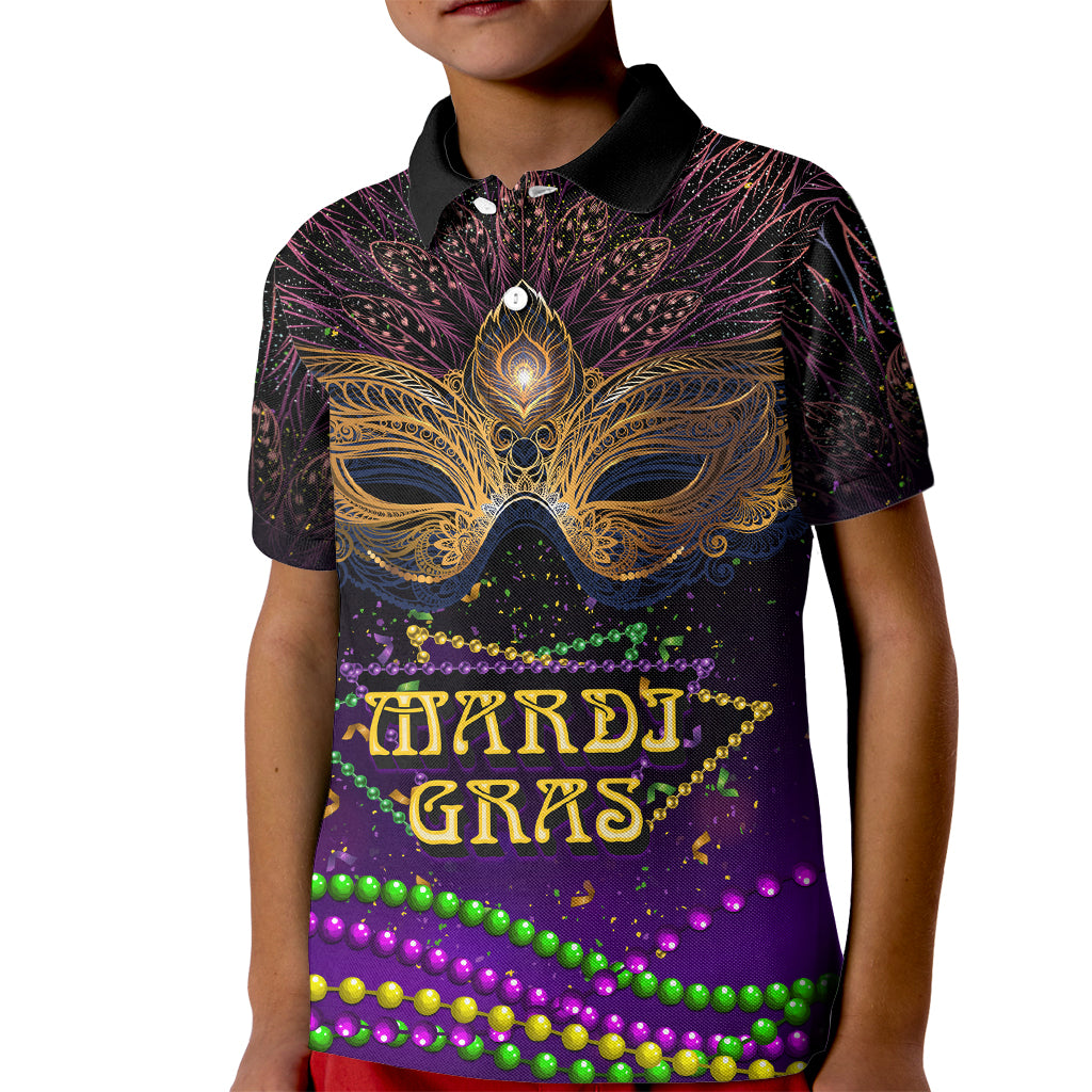 Mardi Gras 2024 Kid Polo Shirt Carnival Mask Special Version - Wonder Print Shop