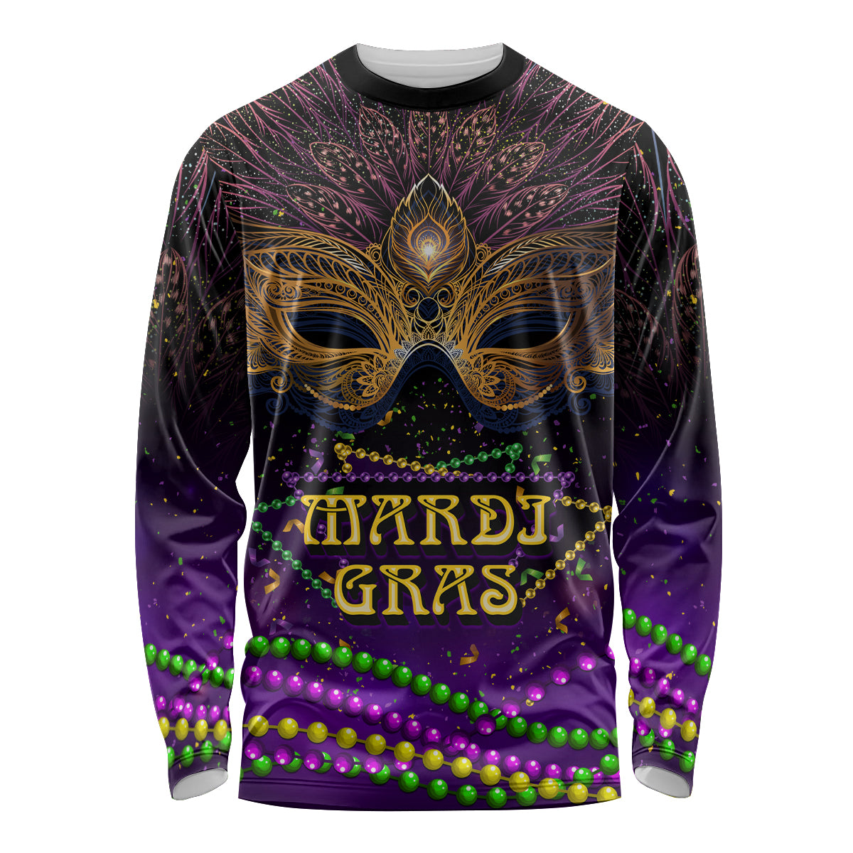 Mardi Gras 2024 Long Sleeve Shirt Carnival Mask Special Version - Wonder Print Shop