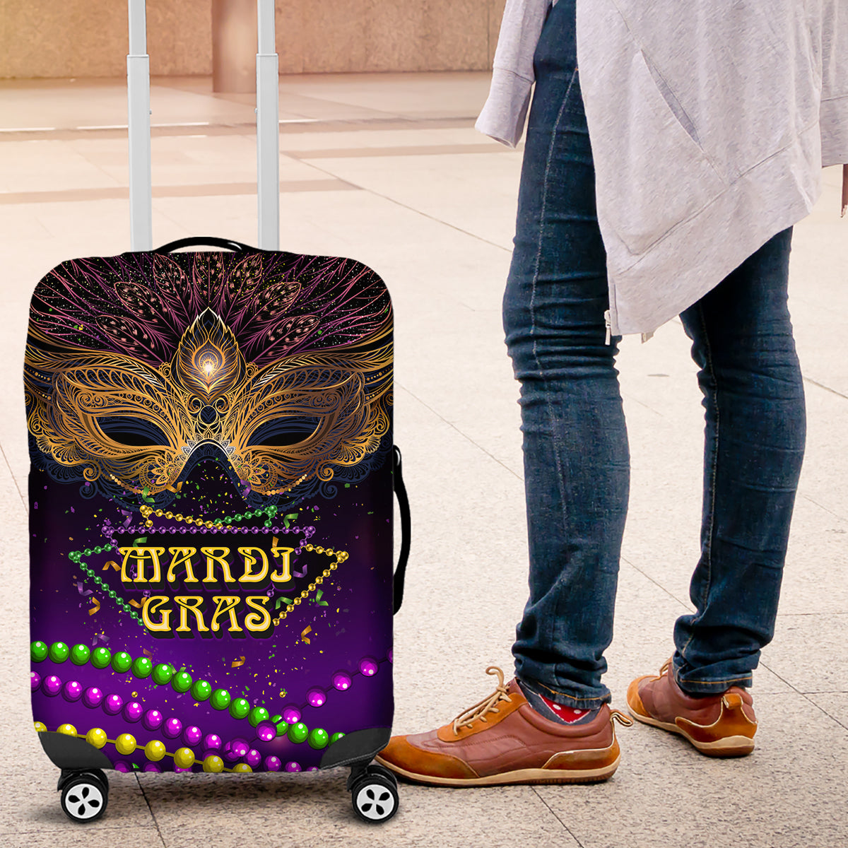 Mardi Gras 2024 Luggage Cover Carnival Mask Special Version - Wonder Print Shop