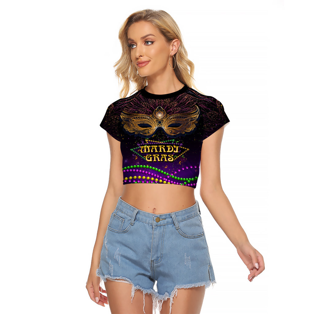 Mardi Gras 2024 Raglan Cropped T Shirt Carnival Mask Special Version - Wonder Print Shop