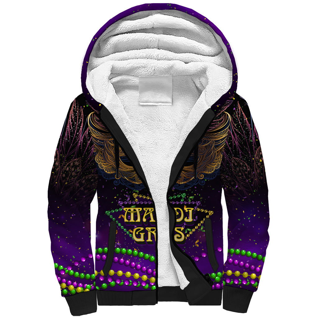 Mardi Gras 2024 Sherpa Hoodie Carnival Mask Special Version - Wonder Print Shop