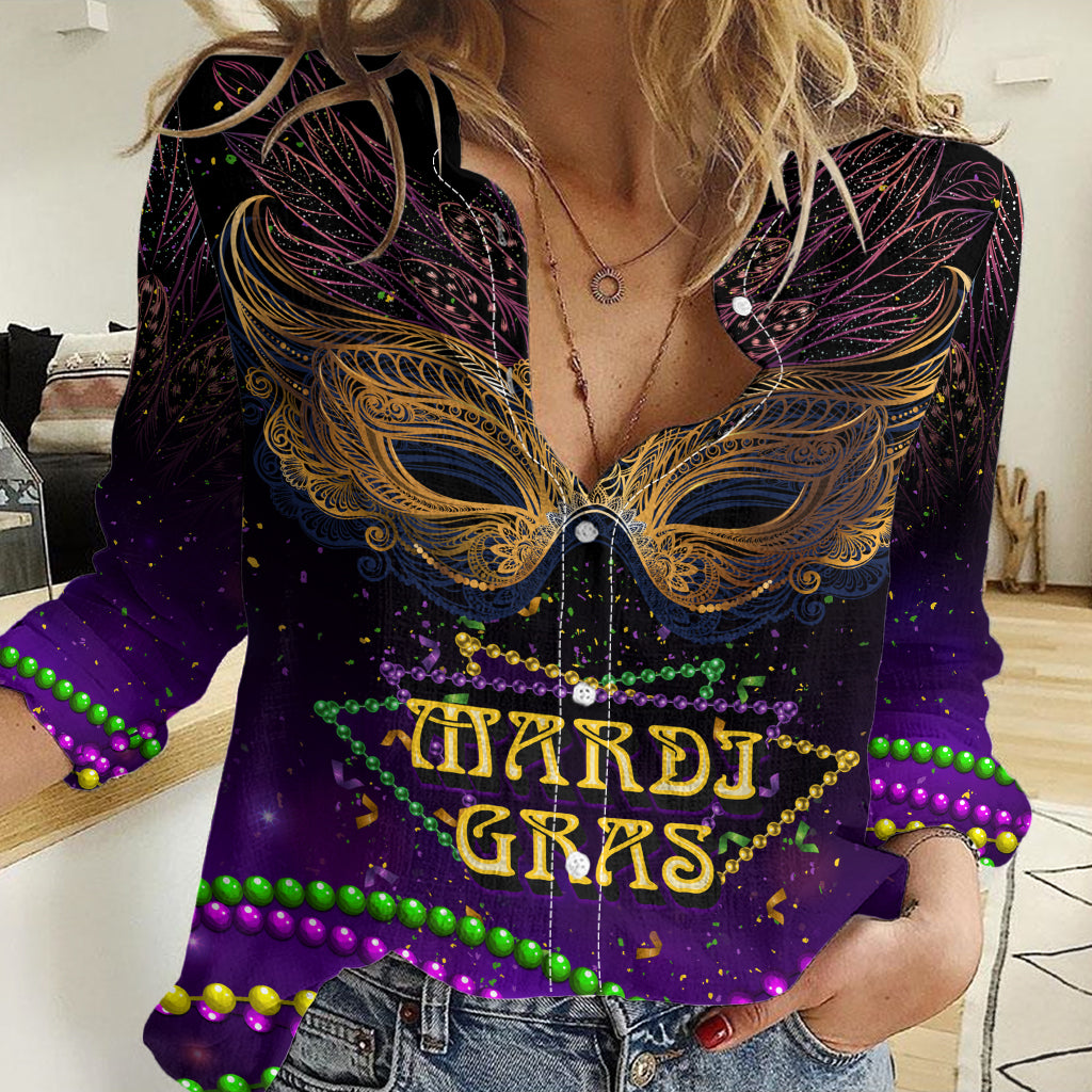 Mardi Gras 2024 Women Casual Shirt Carnival Mask Special Version - Wonder Print Shop