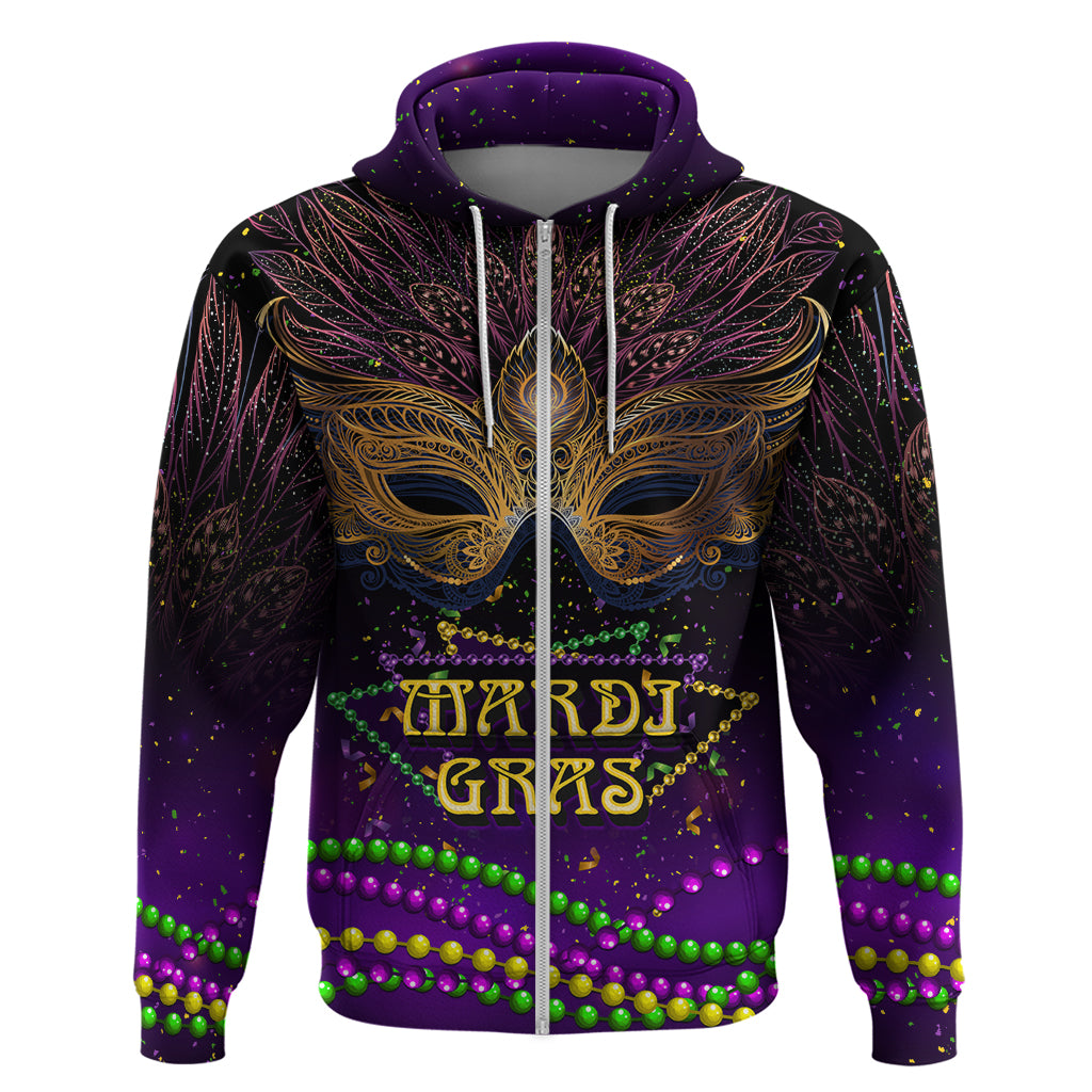 Mardi Gras 2024 Zip Hoodie Carnival Mask Special Version - Wonder Print Shop