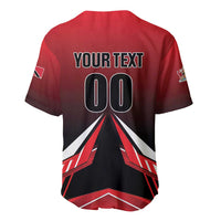 Red baseball jersey back with Your Text and 00 center number graphic