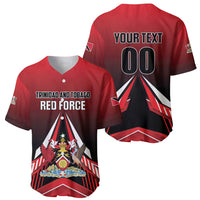 Red baseball jersey set: front and back views with Red Force crest and 00 graphic