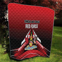 Red and black diamond-quilt throw with Trinidad and Tobago Red Force logo and banner
