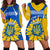 Ukraine Hoodie Dress Ukrainian Coat Of Arms With Sunflower - Wonder Print Shop