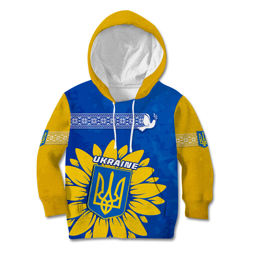 Ukraine Kid Hoodie Ukrainian Coat Of Arms With Sunflower - Wonder Print Shop