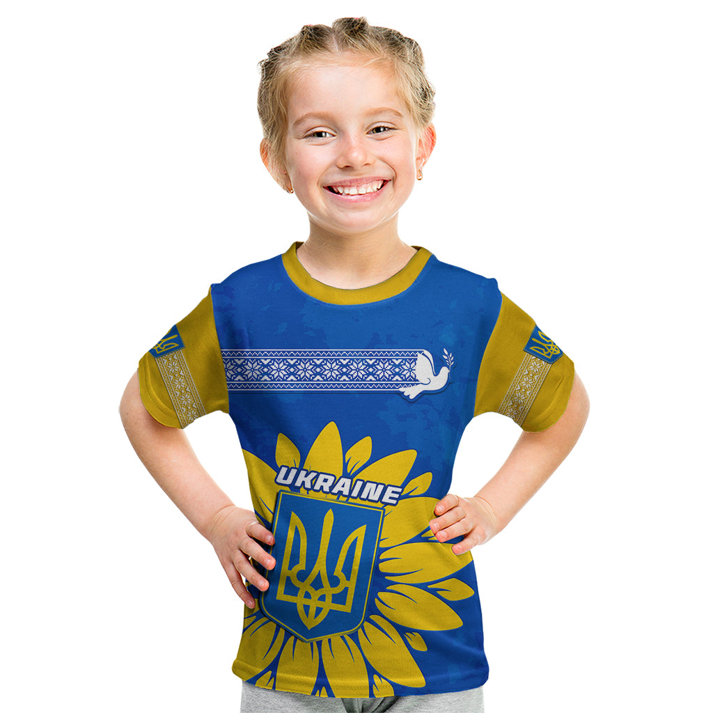 Ukraine Kid T Shirt Ukrainian Coat Of Ams With Sunflower - Wonder Print Shop