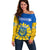 Ukraine Off Shoulder Sweater Ukrainian Coat Of Arms With Sunflower - Wonder Print Shop