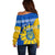 Ukraine Off Shoulder Sweater Ukrainian Coat Of Arms With Sunflower - Wonder Print Shop