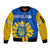 Ukraine Sleeve Zip Bomber Jacket Ukrainian Coat Of Arms With Sunflower - Wonder Print Shop