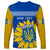 Personalised Ukraine Long Sleeve Shirt Ukrainian Coat Of Arms With Sunflower - Wonder Print Shop