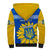 Personalised Ukraine Sherpa Hoodie Ukrainian Coat Of Arms With Sunflower - Wonder Print Shop