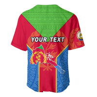 Eritrea baseball jersey with YOUR TEXT, red blue green flag pattern and crest patch