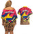 Colombia Couples Matching Off Shoulder Short Dress and Hawaiian Shirt Colombian Tribal Seamless Patterns - Wonder Print Shop