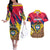 Colombia Couples Matching Off The Shoulder Long Sleeve Dress and Hawaiian Shirt Colombian Tribal Seamless Patterns - Wonder Print Shop