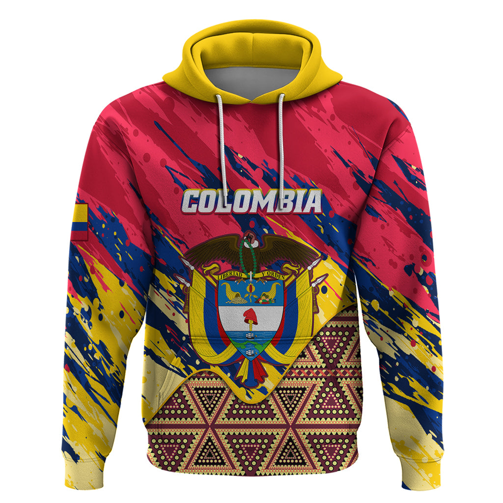 Personalised Colombia Hoodie Colombian Tribal Seamless Patterns - Wonder Print Shop