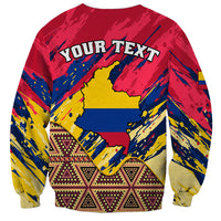 Unisex sweatshirt with red/yellow/blue map graphic, 'YOUR TEXT' print, crew neck
