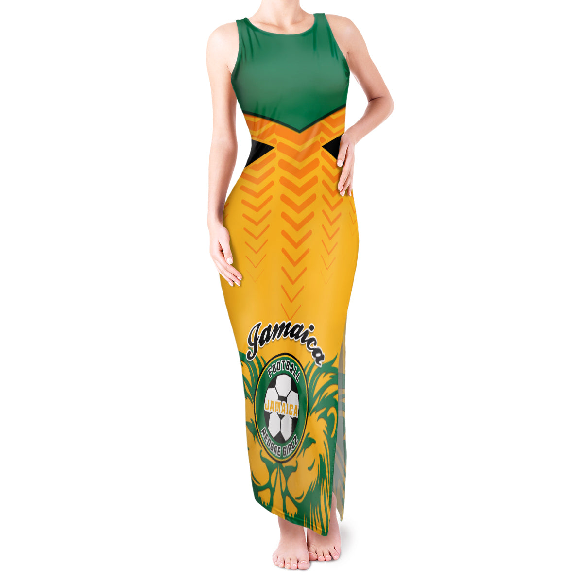 Jamaica Football Tank Maxi Dress Reggae Girlz Lion Sporty Style - Wonder Print Shop