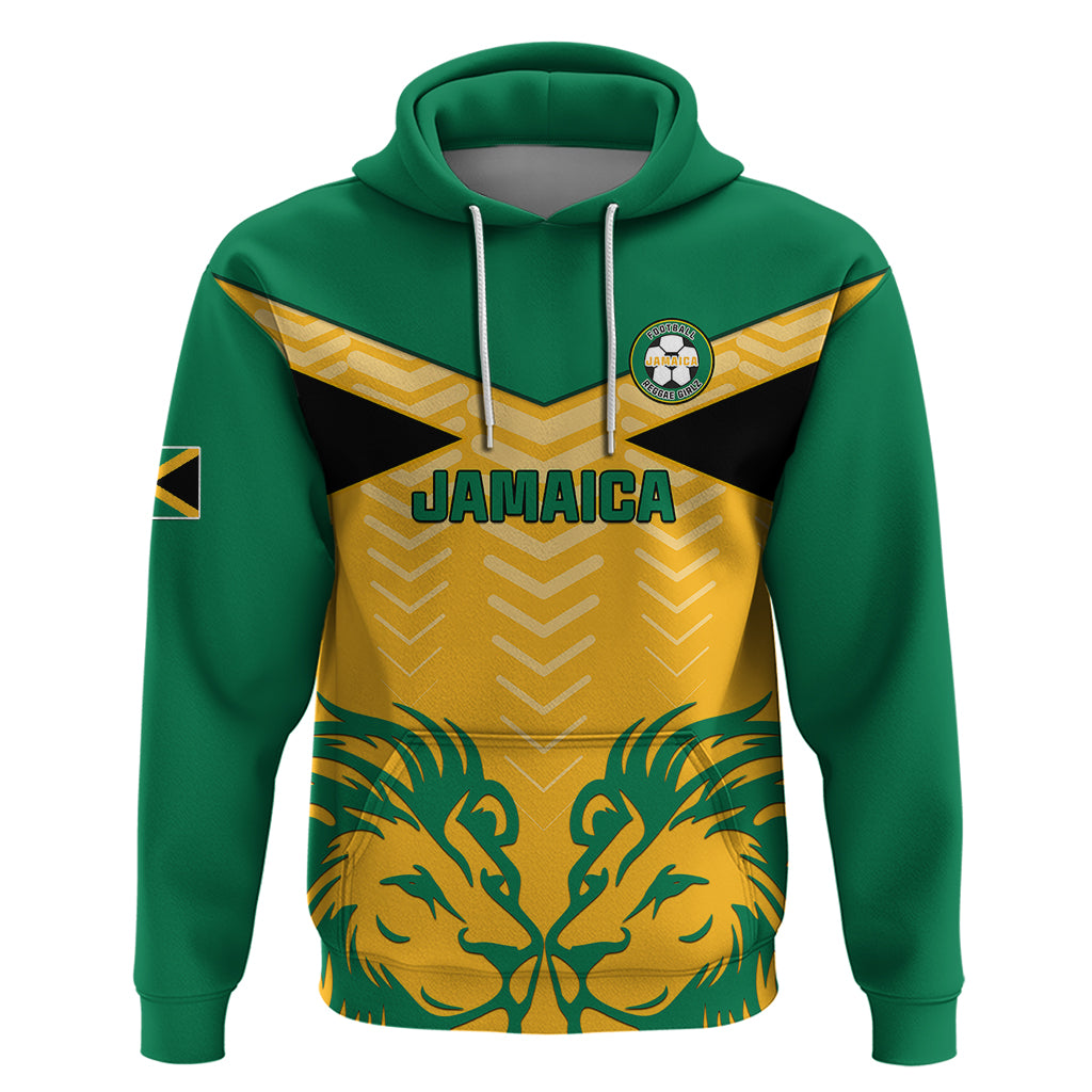 Personalised Jamaica Football Hoodie Reggae Girlz Lion Sporty Style - Wonder Print Shop