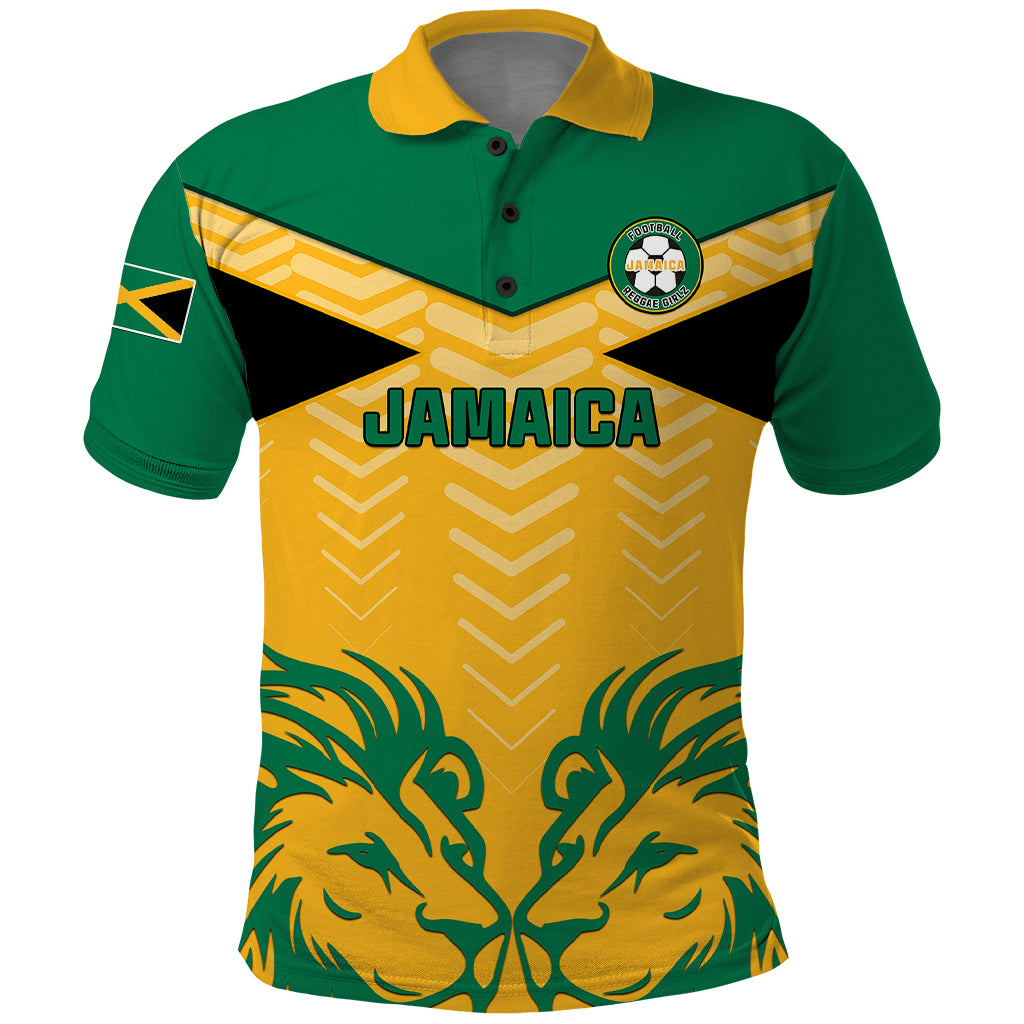 Personalised Jamaica Football Polo Shirt Reggae Girlz Lion Sporty Style - Wonder Print Shop