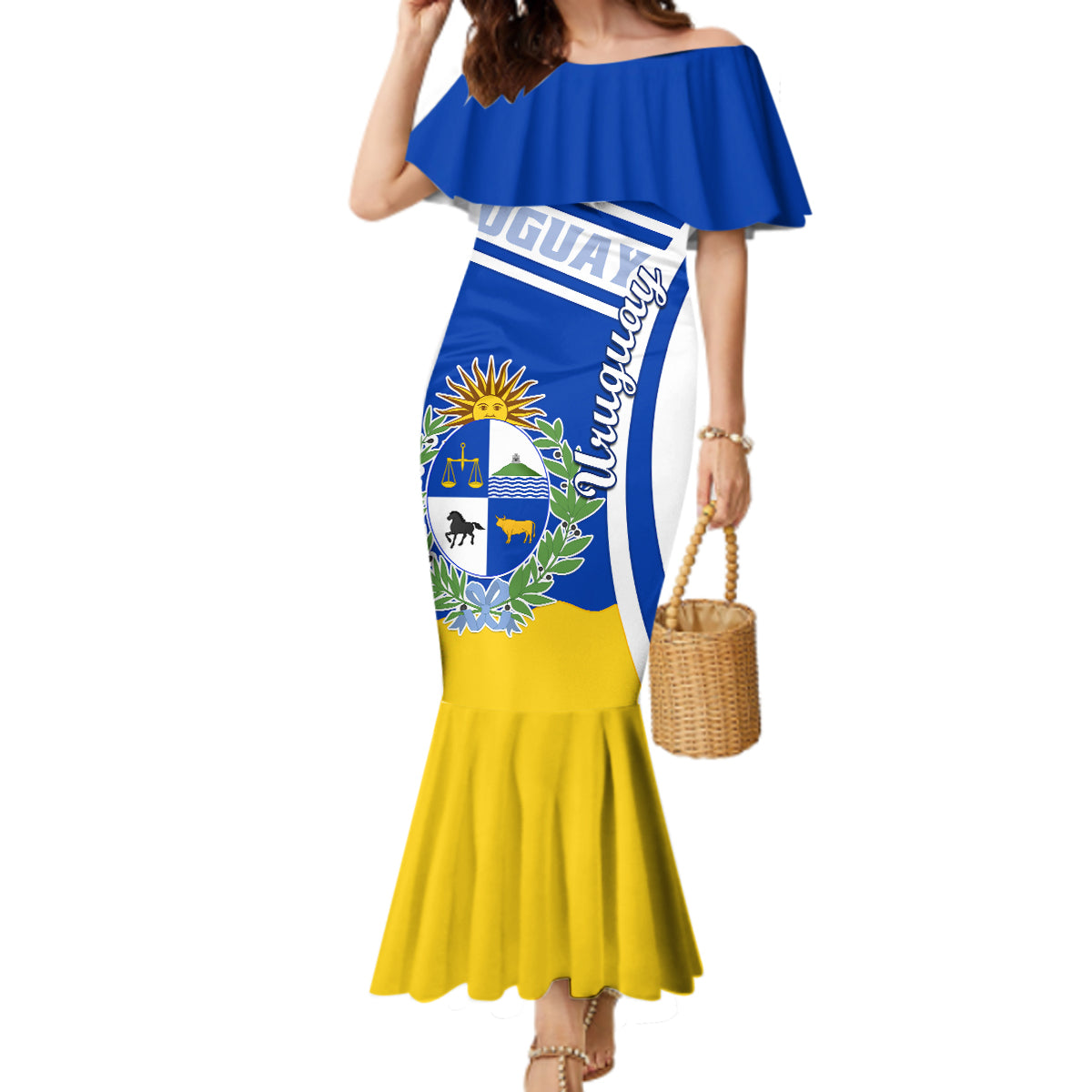 Uruguay Mermaid Dress Uruguayan Coat Of Arms - Wonder Print Shop