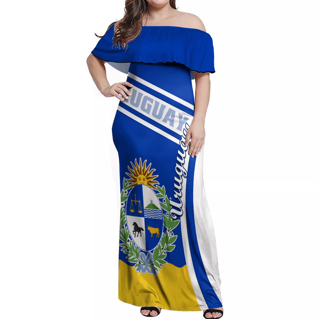 Uruguay Off Shoulder Maxi Dress Uruguayan Coat Of Arms - Wonder Print Shop