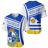 Uruguay baseball jersey showing front and back: stripes, crest, and flag design