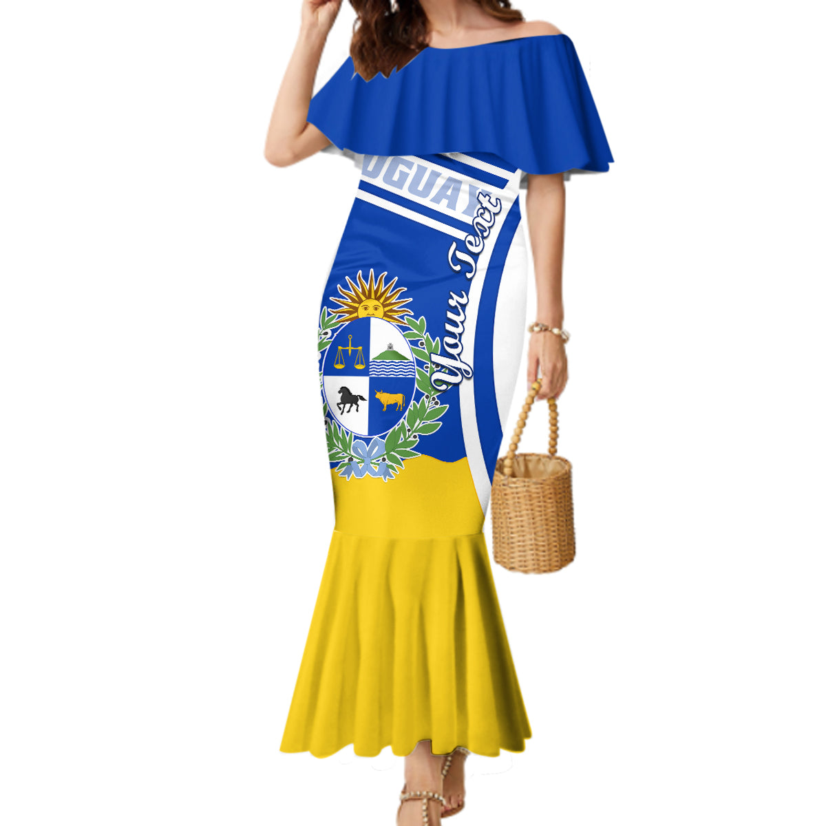 Personalised Uruguay Mermaid Dress Uruguayan Coat Of Arms - Wonder Print Shop