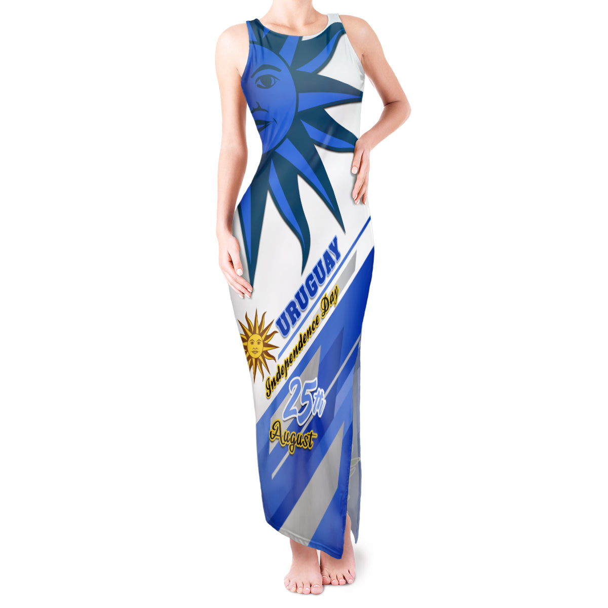 Uruguay Independence Day Tank Maxi Dress Uruguayan Sol de Mayo Special Version - Wonder Print Shop