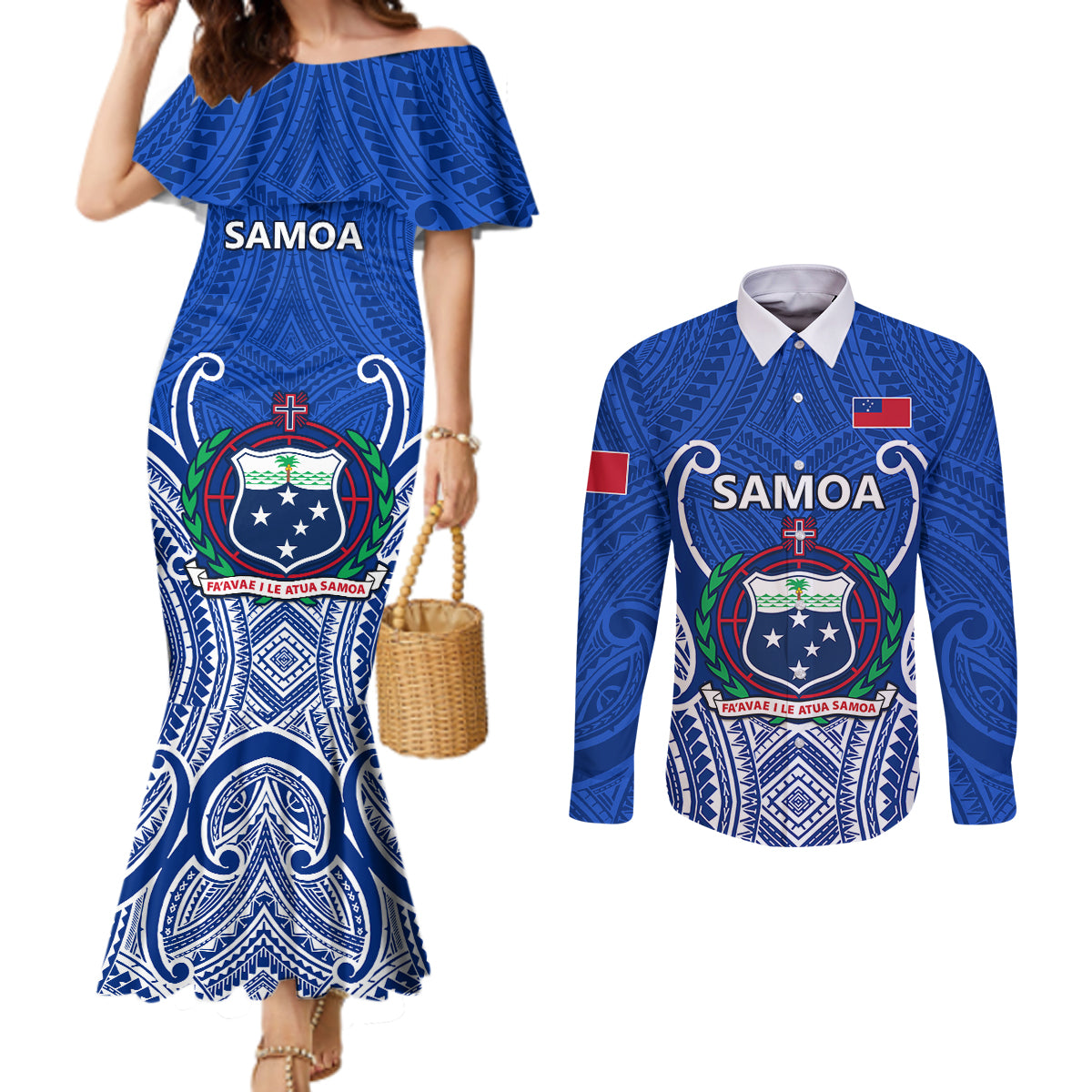 samoa-rugby-couples-matching-mermaid-dress-and-long-sleeve-button-shirts-manu-samoa-go-2023-world-cup