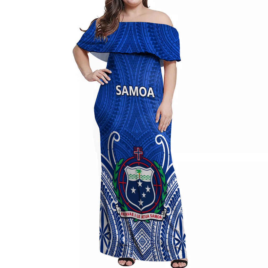 Custom Samoa Rugby Off Shoulder Maxi Dress Manu Samoa Go 2023 World Cup - Wonder Print Shop